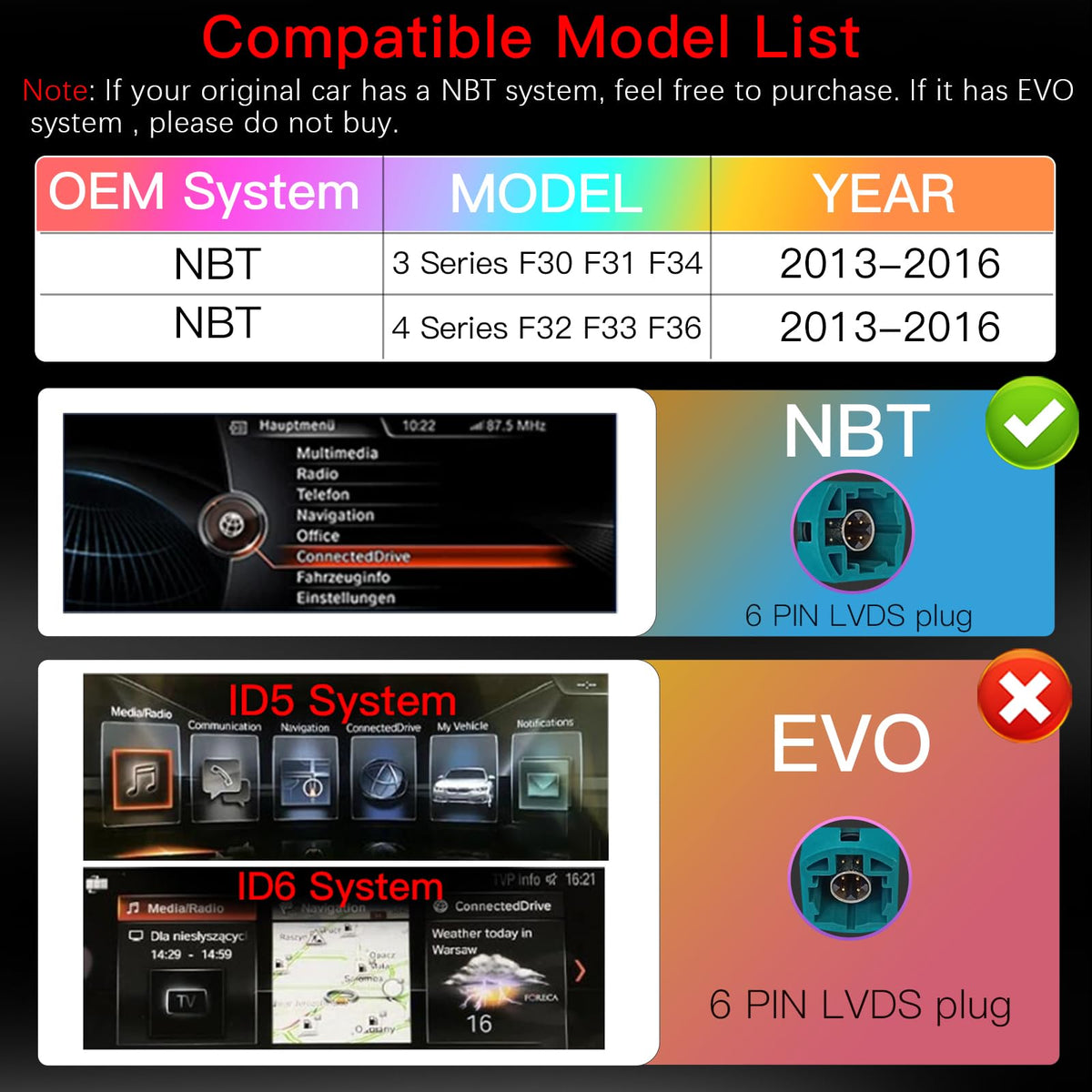 12.8" QLED for BMW 3/4 F30-F36 NBT 2013-2016 CarPlay Android