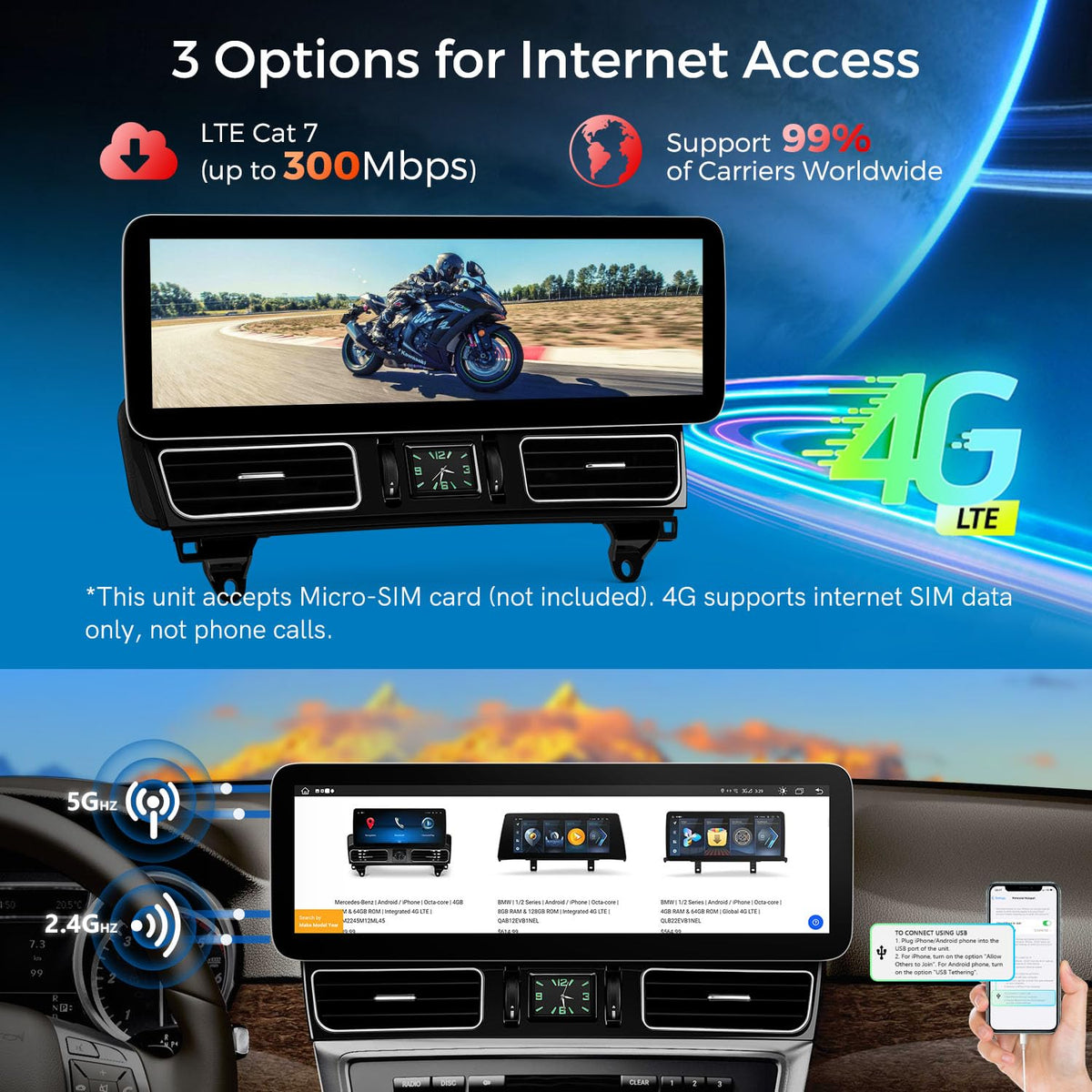 XTRONS 14.9 Inch Android 14 Car Stereo for Mercedes-Benz M-Class W166 GL-Class X166 2012-2015 NTG 4.5/4.7 System, 2K IPS Anti-Glare Touch Screen GPS Navigation Support Wireless CarPlay Android Auto 4G