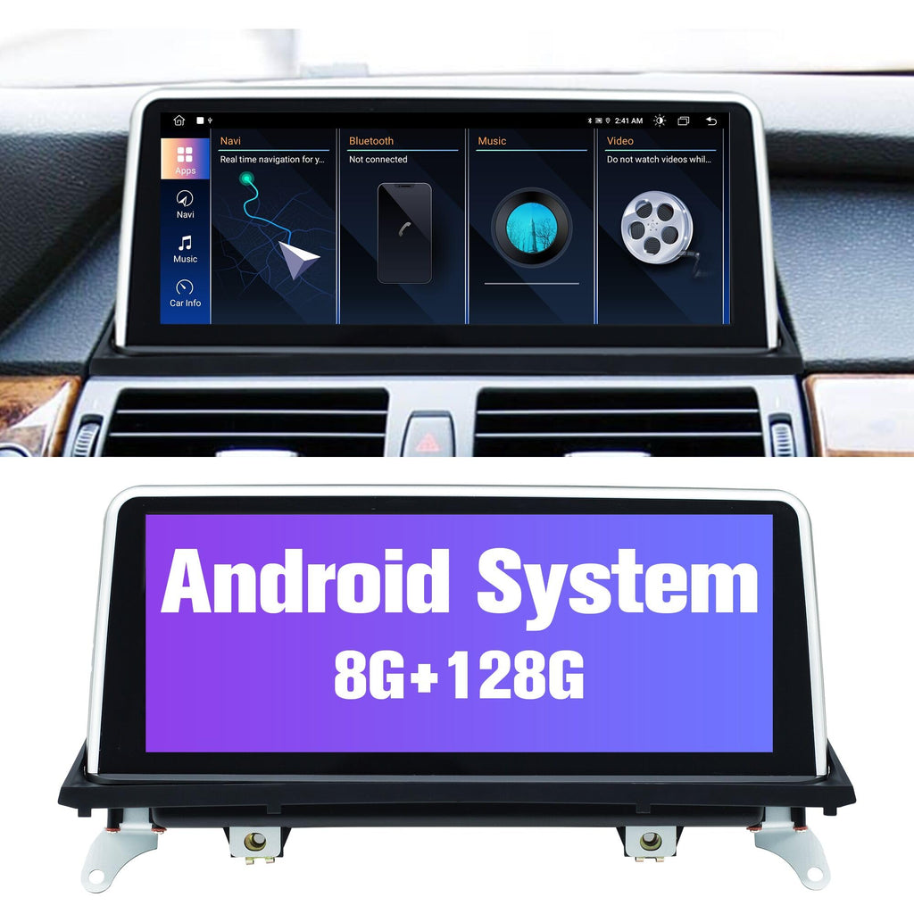Stereo for E70 E71: 8+128G Car Stereo with Bluetooth Apple Carplay for BMW E70 E71 CIC 2011-2013, 10.25" Aftermarket Touch Screen Android System Head Unit Car Play Radio with Backup Camera FMAM GPS