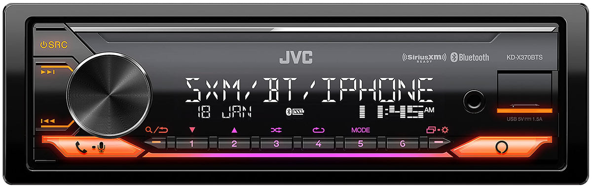 JVC KD-X370BTS Digital Media Receiver Featuring Bluetooth, USB, SiriusXM, Amazon Alexa
