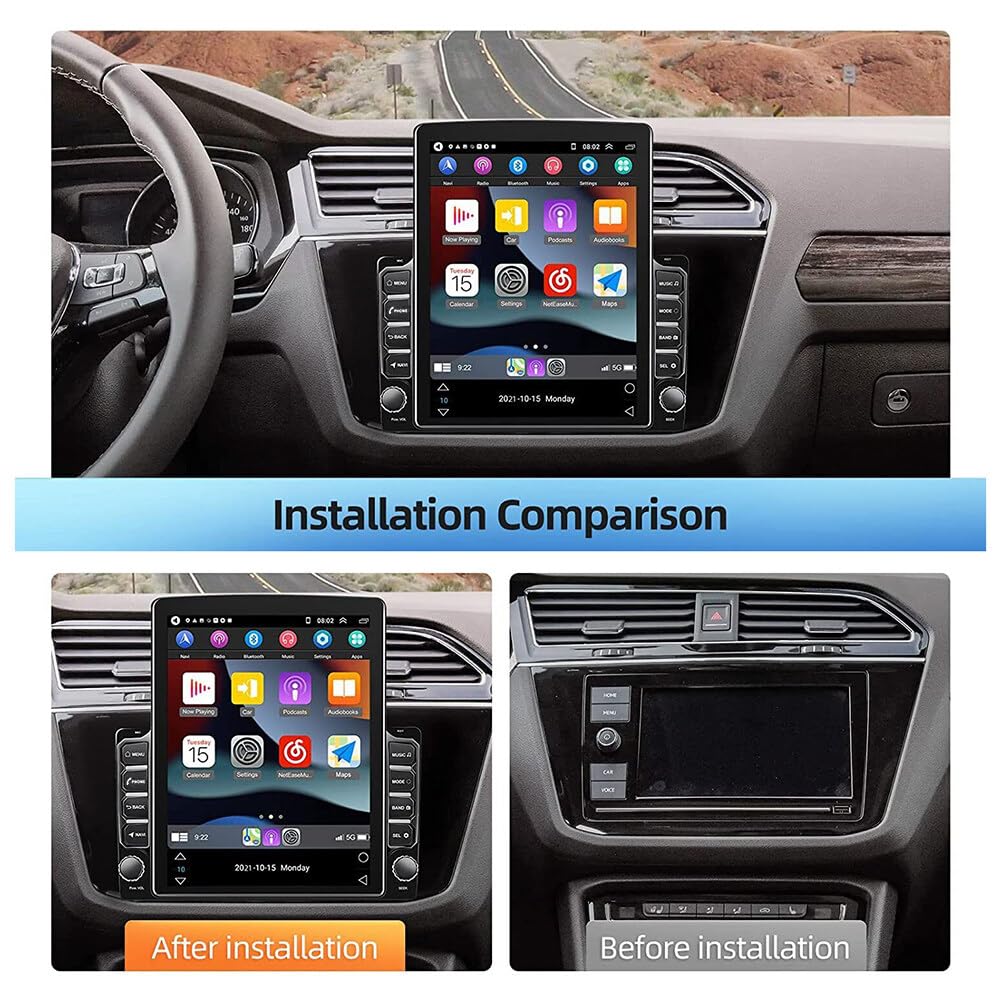 2+32G Double Din Android 14 Car Stereo for Ford F250 F350 F450 F550 Super Duty 2006-2014 with Wireless CarPlay Android Auto, 9.7 Inch Touchscreen Display Radio Player Head Unit with GPS Navigation SWC