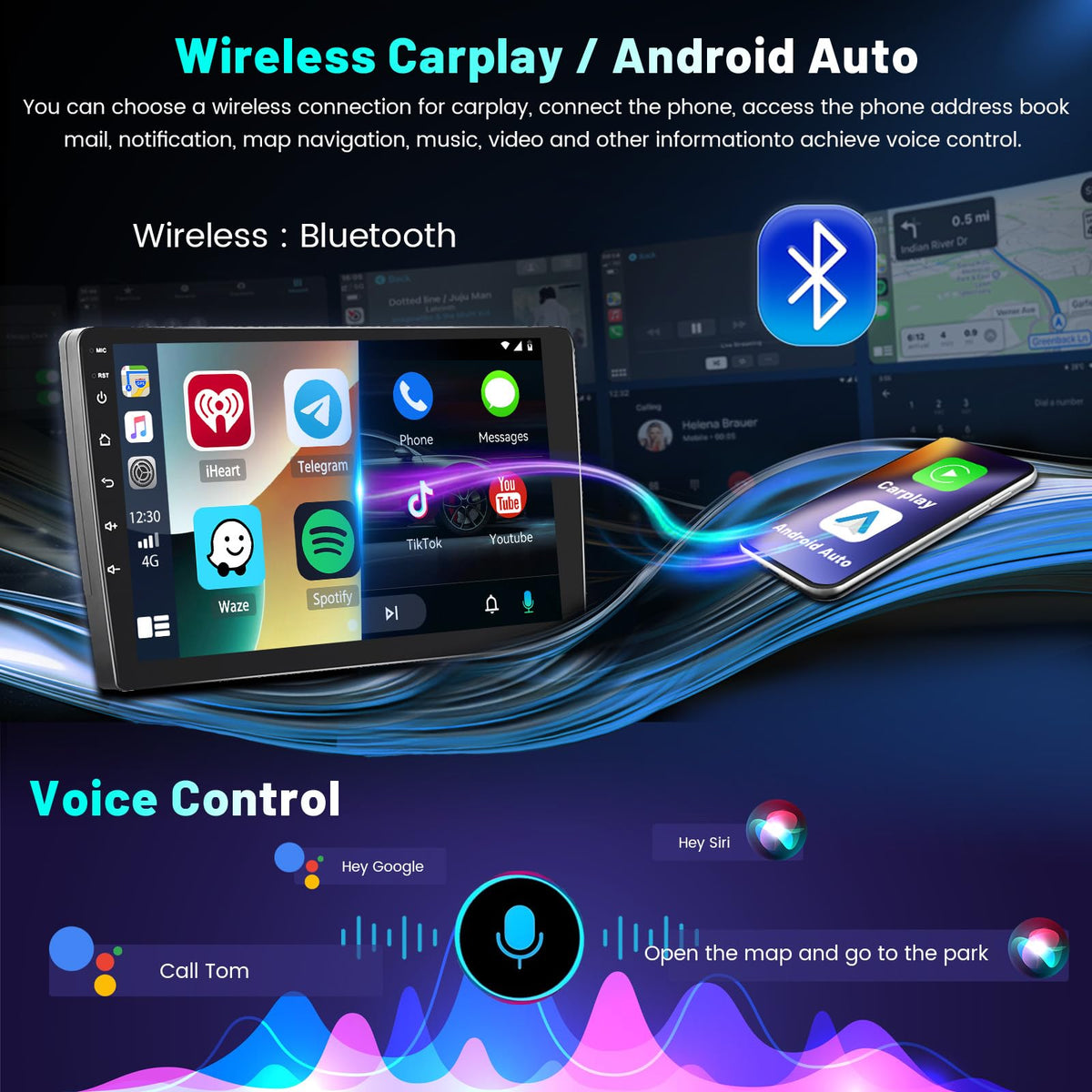 4+64G Android 15 Car Stereo for Jeep Liberty 2008-2012, 9 inch IPS 1280 * 720 Touch Screen Radio Wireless Apple Carplay Android Auto DSP 5G WiFi Bluetooth GPS FM RDS+Free AHD Backup Camera