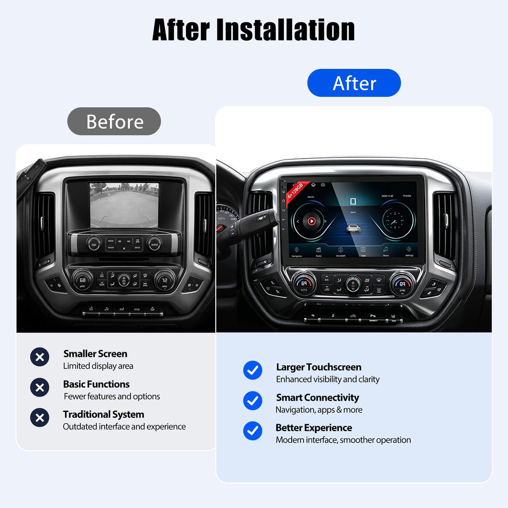 10.1" Car Radio for Chevy Silverado 2014-2018 GMC CarPlay & Android Auto