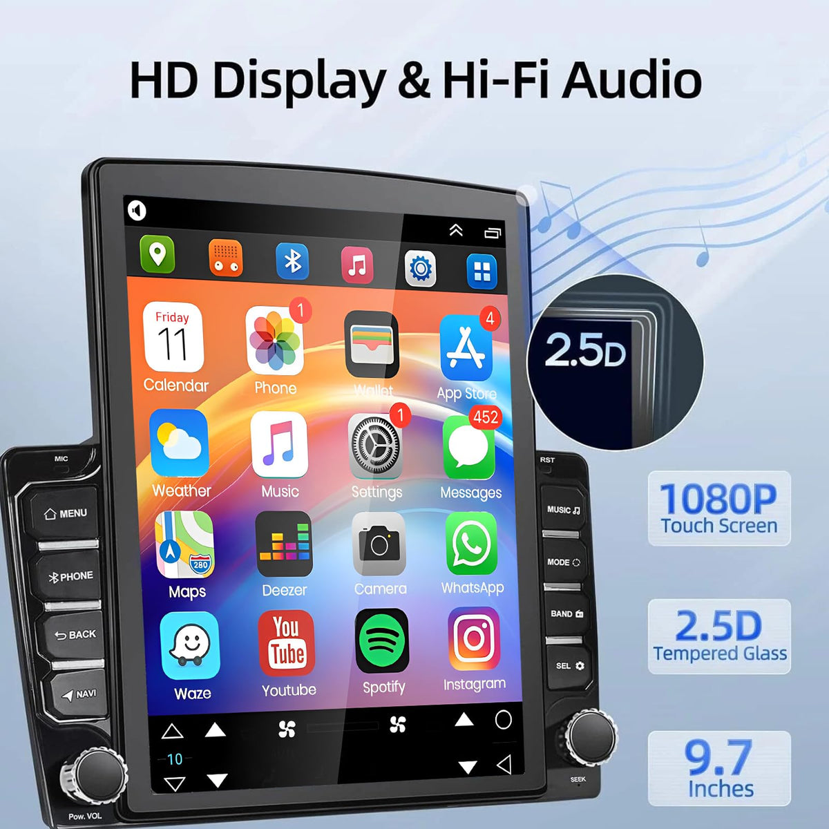 Car Stereo for Dodge Ram 1500/2500/3500 2006-2008, 9.7 Inch Touchscreen