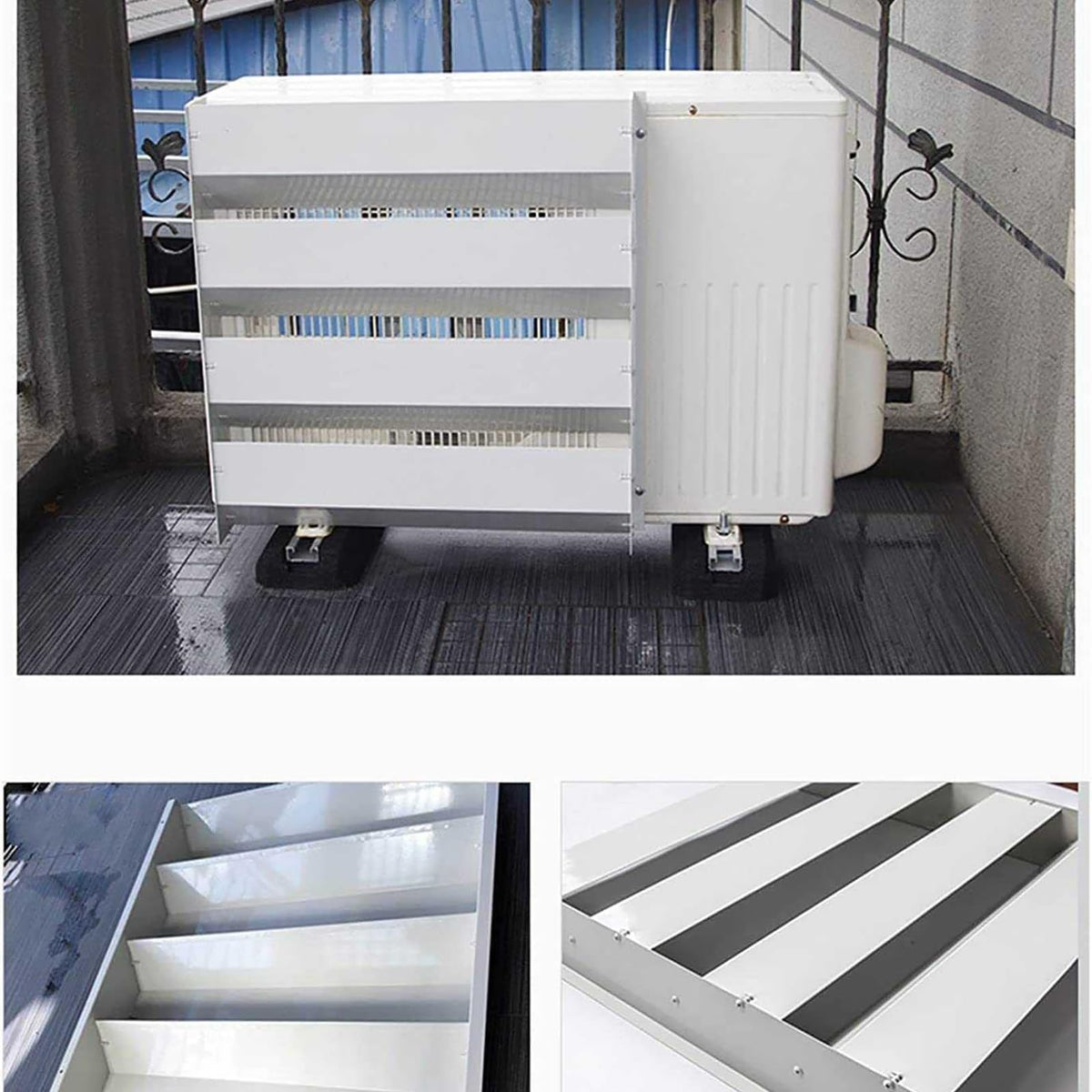 Air Conditioning Deflector,Air Outlet Anti Direct Blowing Baffle Wind Guide Cover,Air Deflector for The Air Conditioner Outdoor Unit,Heavy Duty Galvanized Steel Outdoor Ac Protection(55 * 55CM)