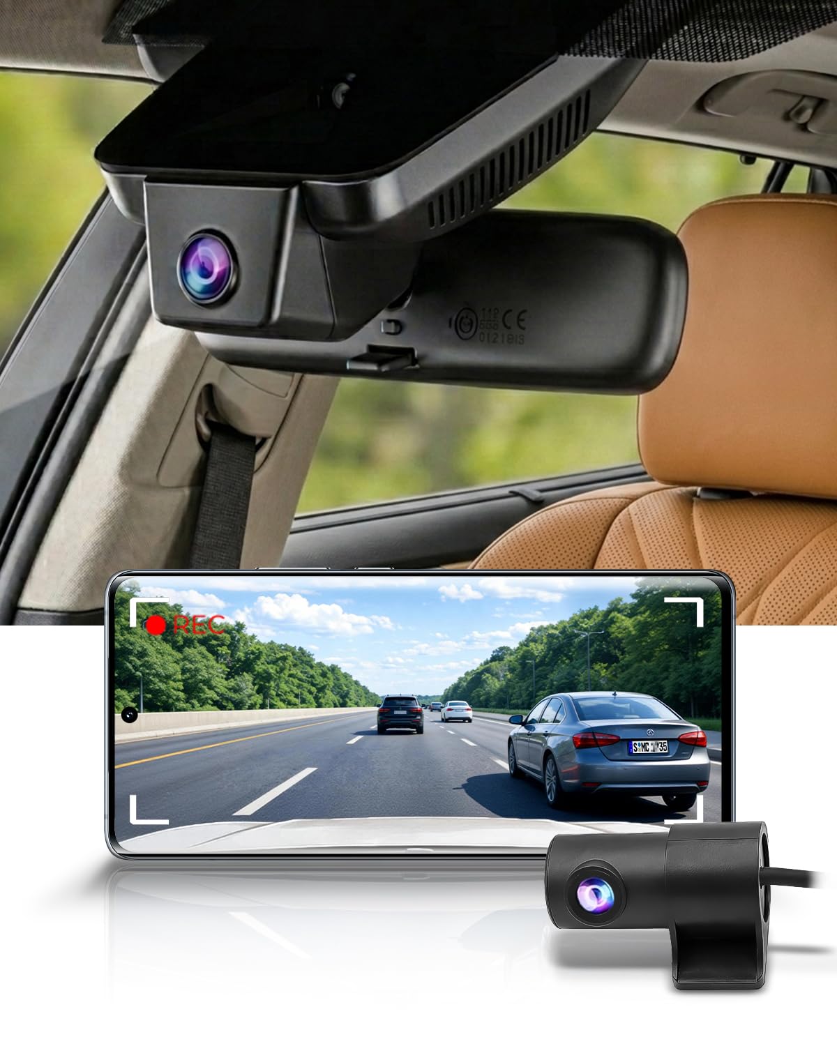 Fitcamx Front 4K+Rear 1080P Dash Cam Adapts for Lexus RX 2016-2022 RX350 450h 350L 450hL, Integrated OEM Look, 2 Way HD Video, WiFi & APP, Loop Recording, Parking Monitoring, Easy to Use, 128GB Card