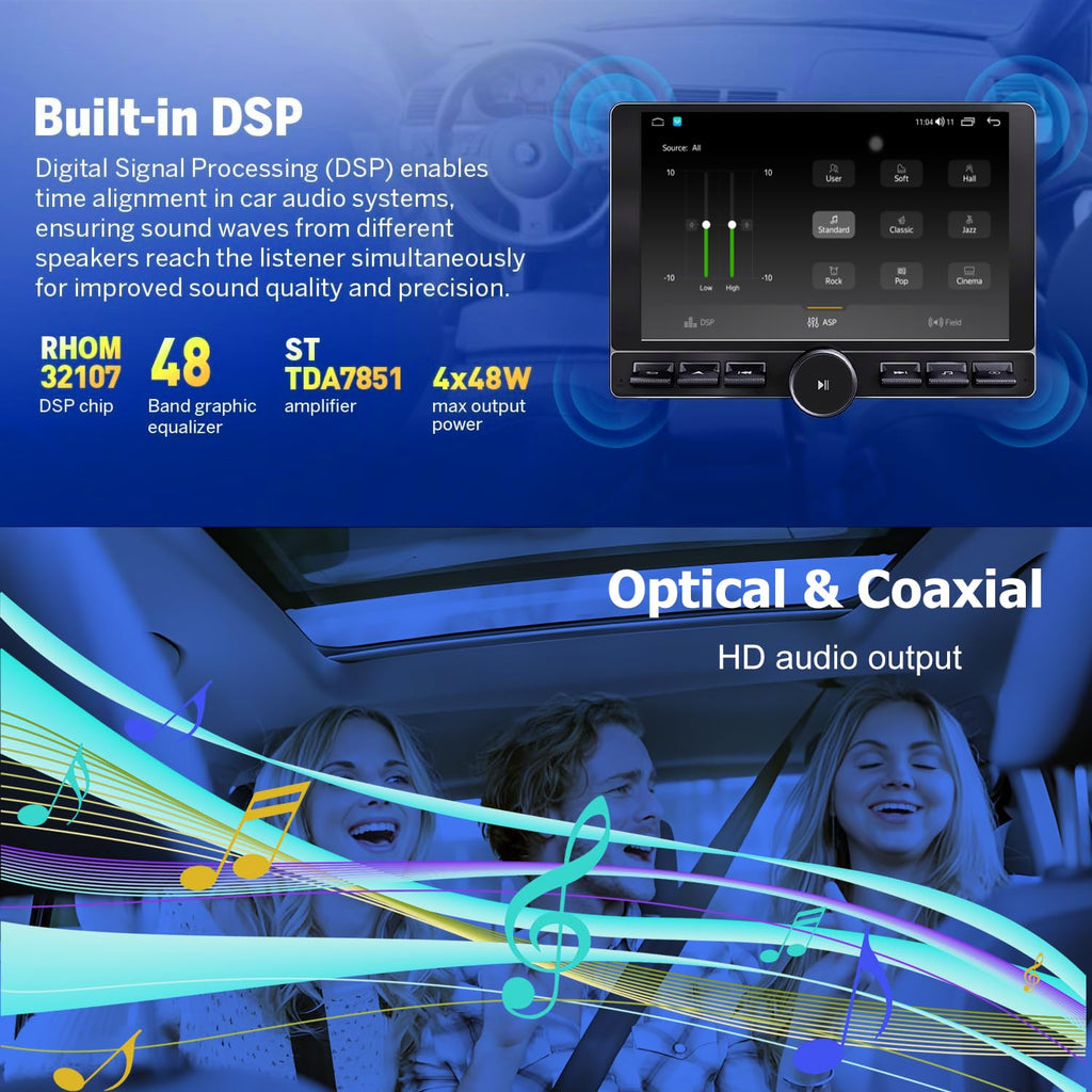 10.6" Double Din Car Radio with Wireless CarPlay & Android Auto