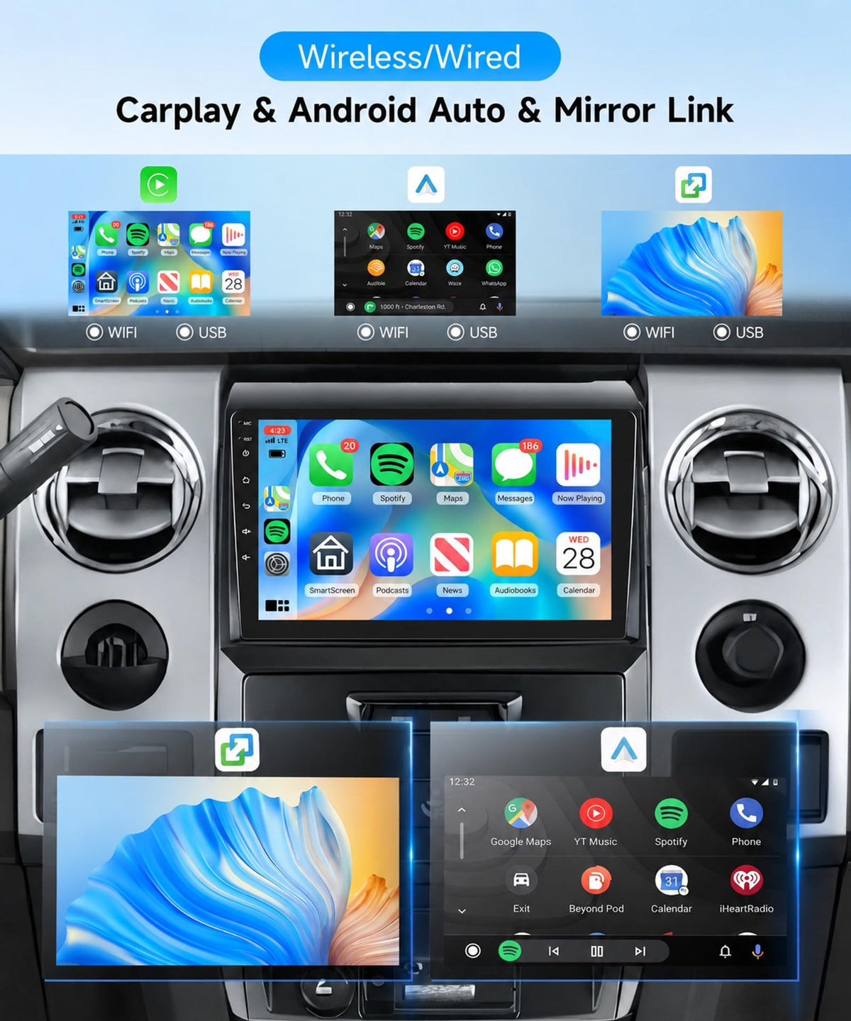 Rimoody 4G+64G Car Stereo Radio for Ford F150 SVT Raptor 2009-2012