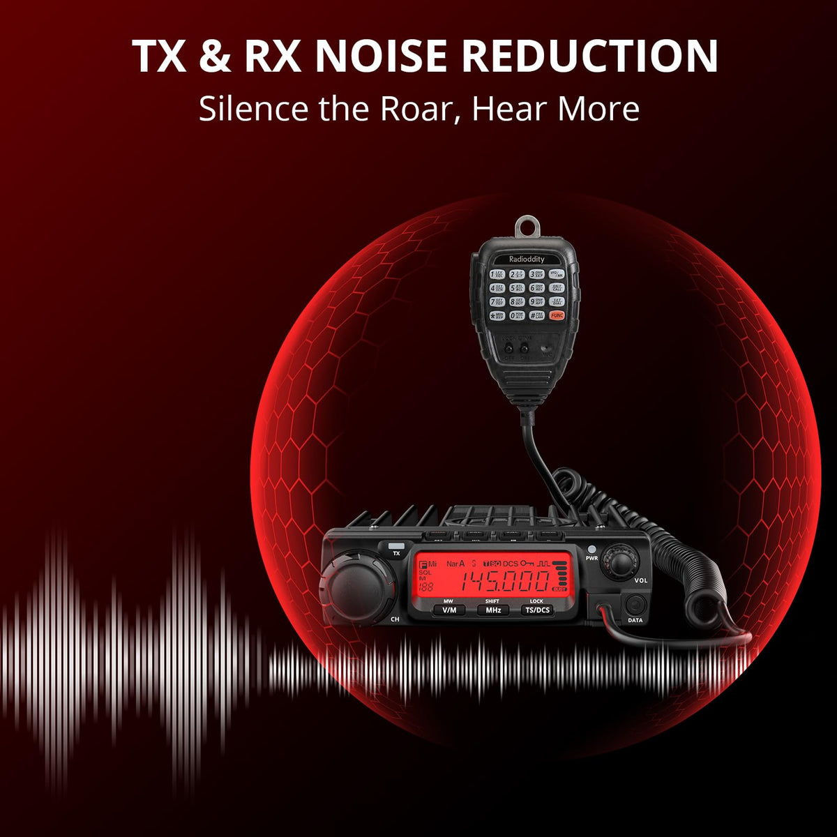 Radioddity VB70 VHF Mobile Ham Radio 70W, 510 Channels, Noise Cancelling
