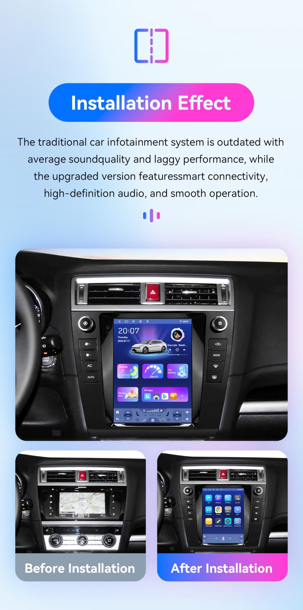 Android 14 Car Stereo for Subaru Legacy Outback (2015-2019), 8 Core 4G+64G GPS Navigation with 9.7 inch QLED Touchscreen via Carplay |Android Auto EQ SWC Bluetooth5.4 WiFi TPMS OBD2