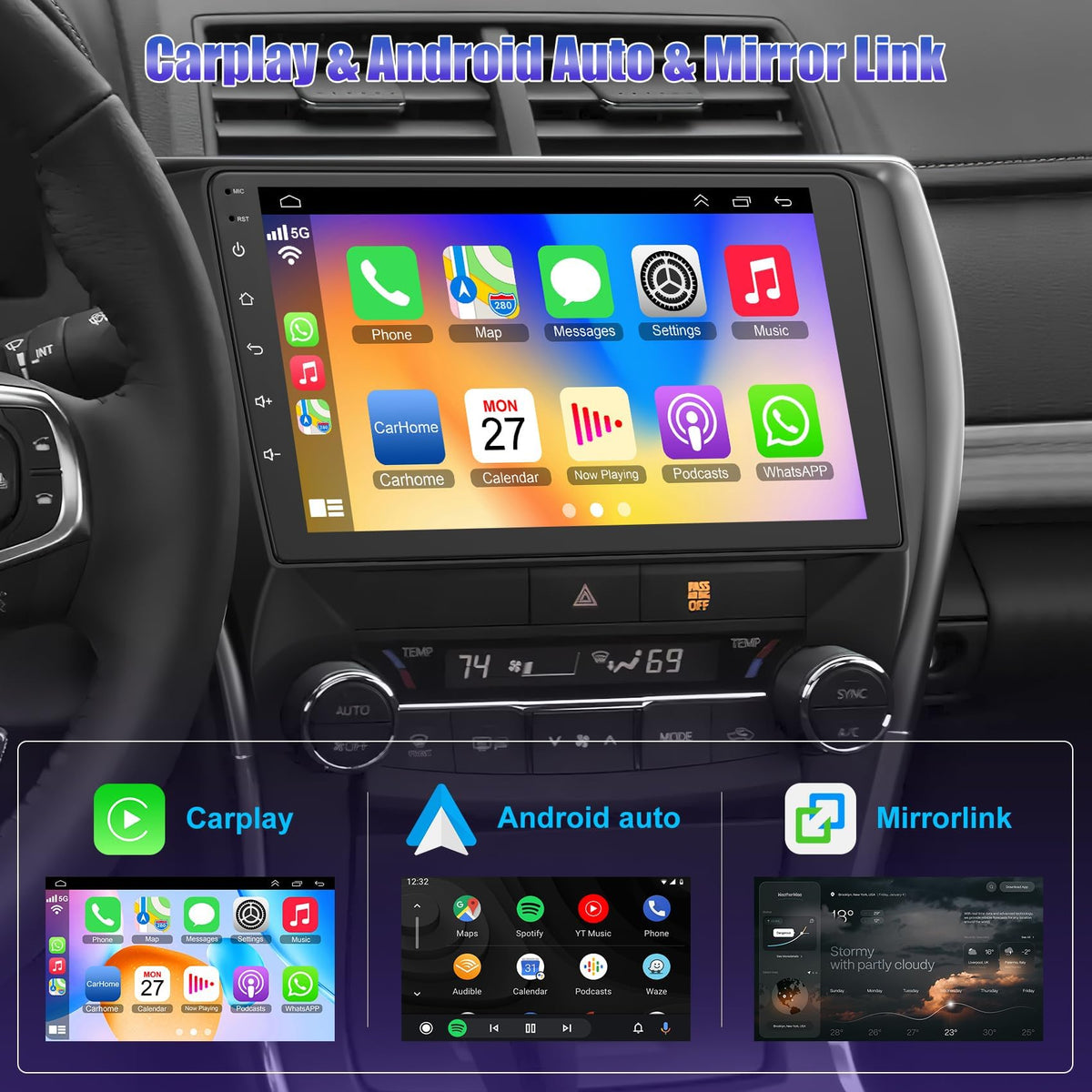 (8Core + 64GB) QLED Touch Screen Car Radio for Toyota Camry 2015-2017