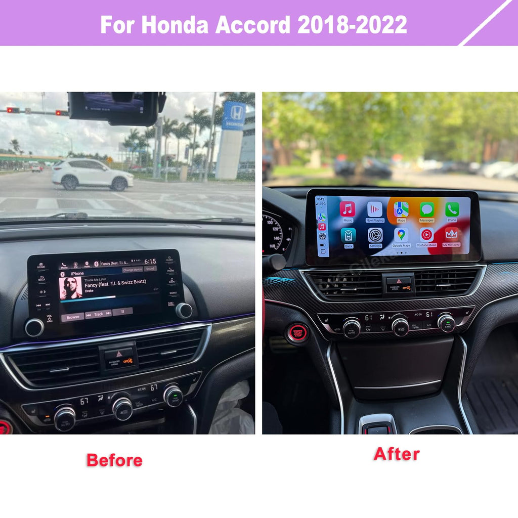 12.3" Android Car Stereo for Honda Accord 2018-2022 Wireless Apple Carplay Android Auto Car Radio Bluetooth Head Unit QLED Touch Screen 2400x896 GPS Navigation (4-64GB Pro)