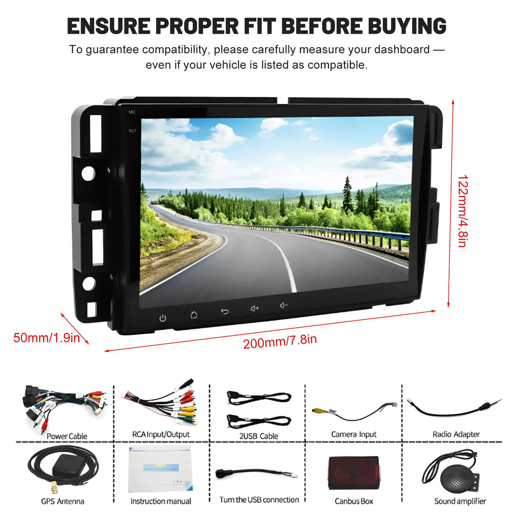 Car Stereo Radio Compatible for GMC Terrain 2010-2017 with Carplay Android Auto GPS Navigation 8in Touchscreen Car Radio Player with Bluetooth WiFi FM/RDS SWC Mirror Link + Backup Camera