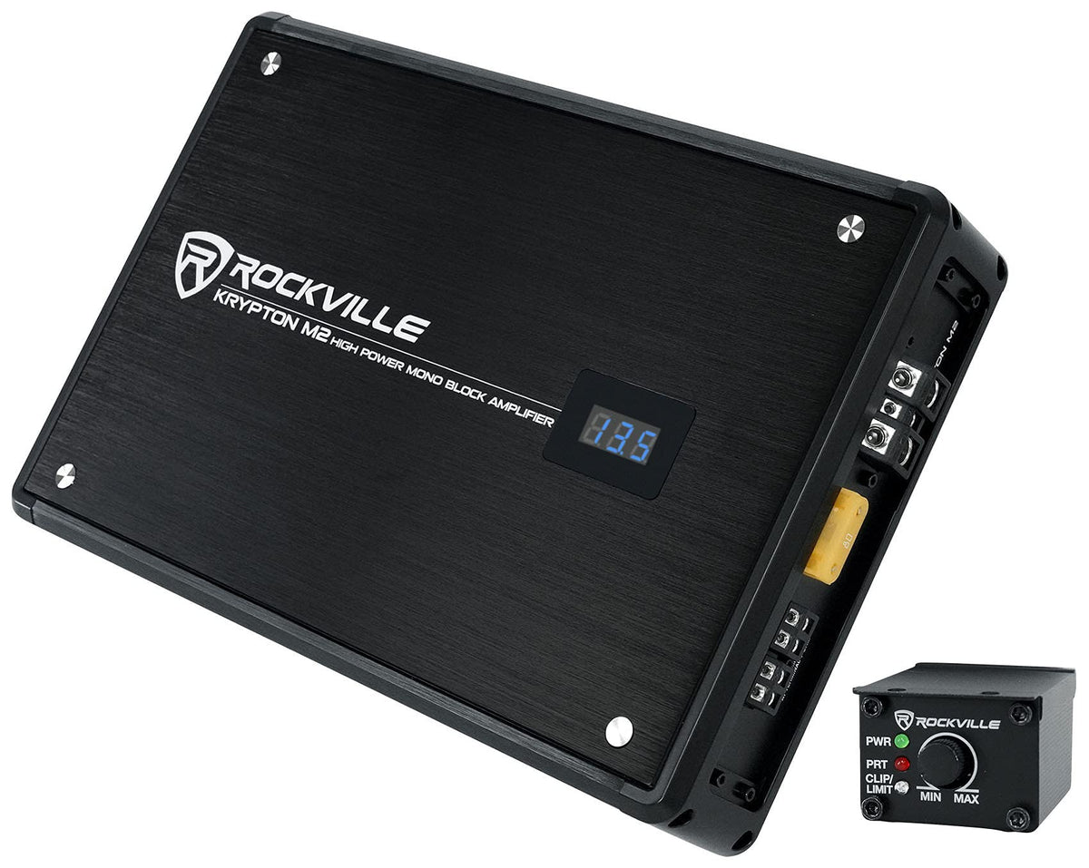 Rockville Krypton-M2 Mono 1-Ohm Car Amplifier, 3000W Peak, 750W RMS
