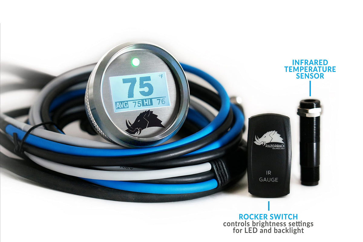 UTV and Snowmobile Temperature Gauge - 3.1 Dimmable Edition (Polaris RZR 2-Seater, Blue)