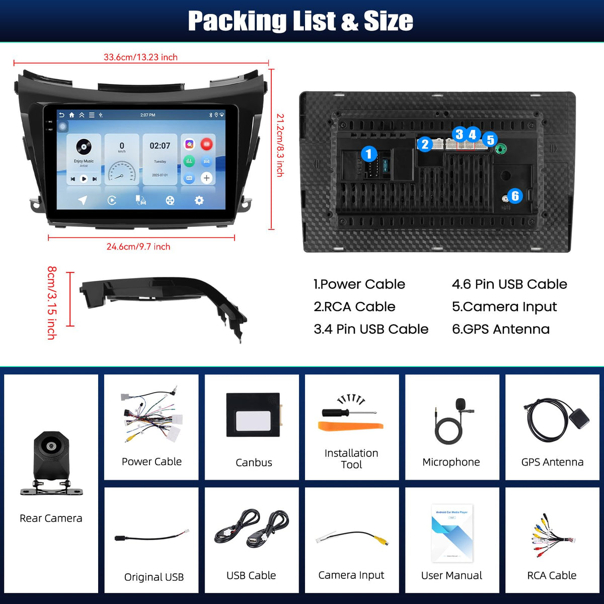 [4+64GB] Android 15 Car Radio Stereo for Nissan Murano(High-end) 2015-2019