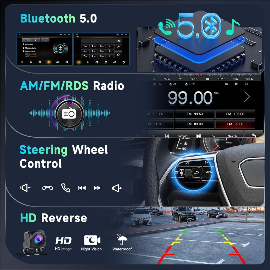 8+128G 8 Core Android Car Radio for Honda CRV 2002-2006, 9 Inch QLED Touch Screen Car Stereo Support Wireless Carplay/Android Auto,GPS,WiFi,AM/FM Radio,DSP/Hi-Res Audio+HD Backup Camera