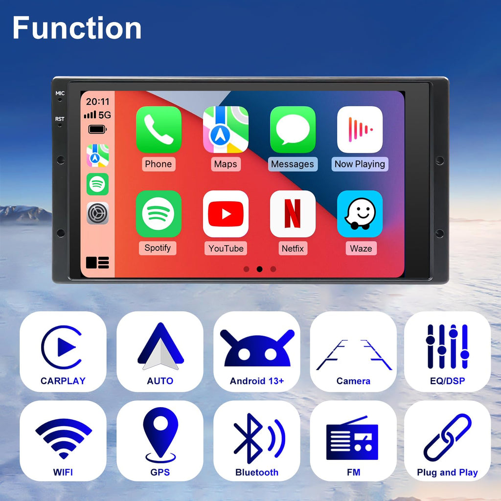 Upgrade Radio for Ford F150 1999-2003, F250/F350 1998-2004, Expedition 1999-2002, Explorer 1998-2001, 6.8 Inch Touch Screen Car Stereo Wireless Carplay Android Auto Bluetooth Backup Camera WiFi FM GPS