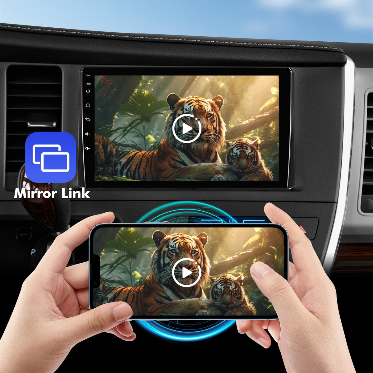 9 Inch IPS Touchscreen Android 13 Car Stereo for Toyota Sienna 2015-2018 with Wireless CarPlay & Android Auto 4+64GB Car Radio, Support GPS, WiFi 6, Bluetooth,5.4, FM, Backup Camera, SWC, Dual USB
