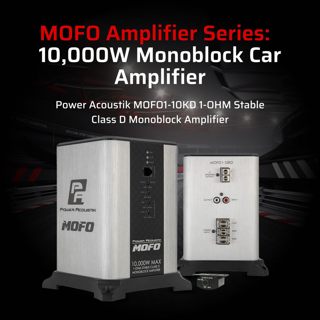 Power Acoustik Class D Monoblock Amplifier – 10,000 Watt Mono Subwoofer Amplifier for Car Audio, Compact and Stylish Car Mono Amplifier with Variable Bass Boost and Signal Protection