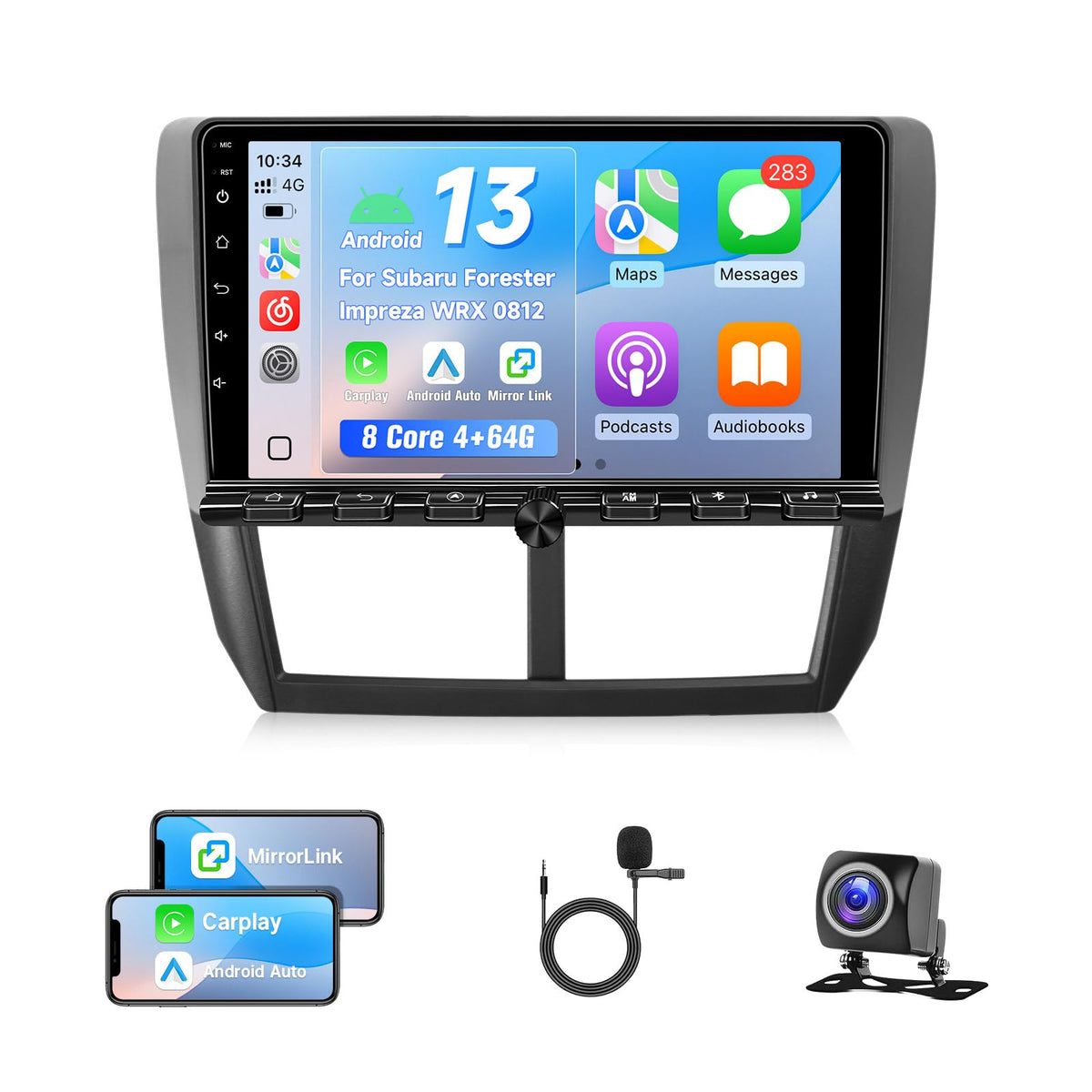 8-Core 4+64G Car Stereo for Subaru Forester Impreza WRX 2008-2012