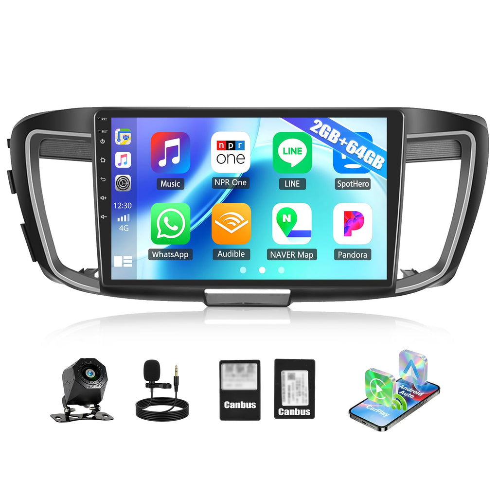 Car Radio Stereo for Honda Accord 2016-2017 (for Full OEM Screen) with Wireless CarPlay Android Auto/Android 15/10 inch 1280 * 720 IPS Touch Screen/GPS/32EQ/Bluetooth 5.0/Backup Camera/2G+64G