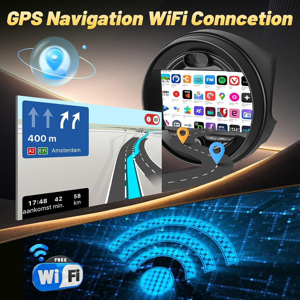 Upgrade 2G+64G Car Stereo for BMW Mini Cooper F55 F56 F57 2014-2019 (5 Door Without OEM Nav Screen) with Wireless Carplay/Android Auto - 9 Inch Android Touchscreen Radio with WiFi, GPS, EQ, SWC