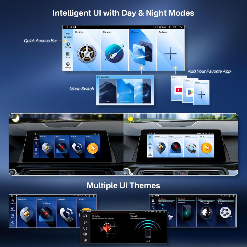 XTRONS 10.25 Inch Android 14 Car Stereo for BMW 5 Series F10/F11 (2013-2016) NBT System, IPS Touch Screen GPS Navigation Support Wireless CarPlay Android Auto (2+64GB)