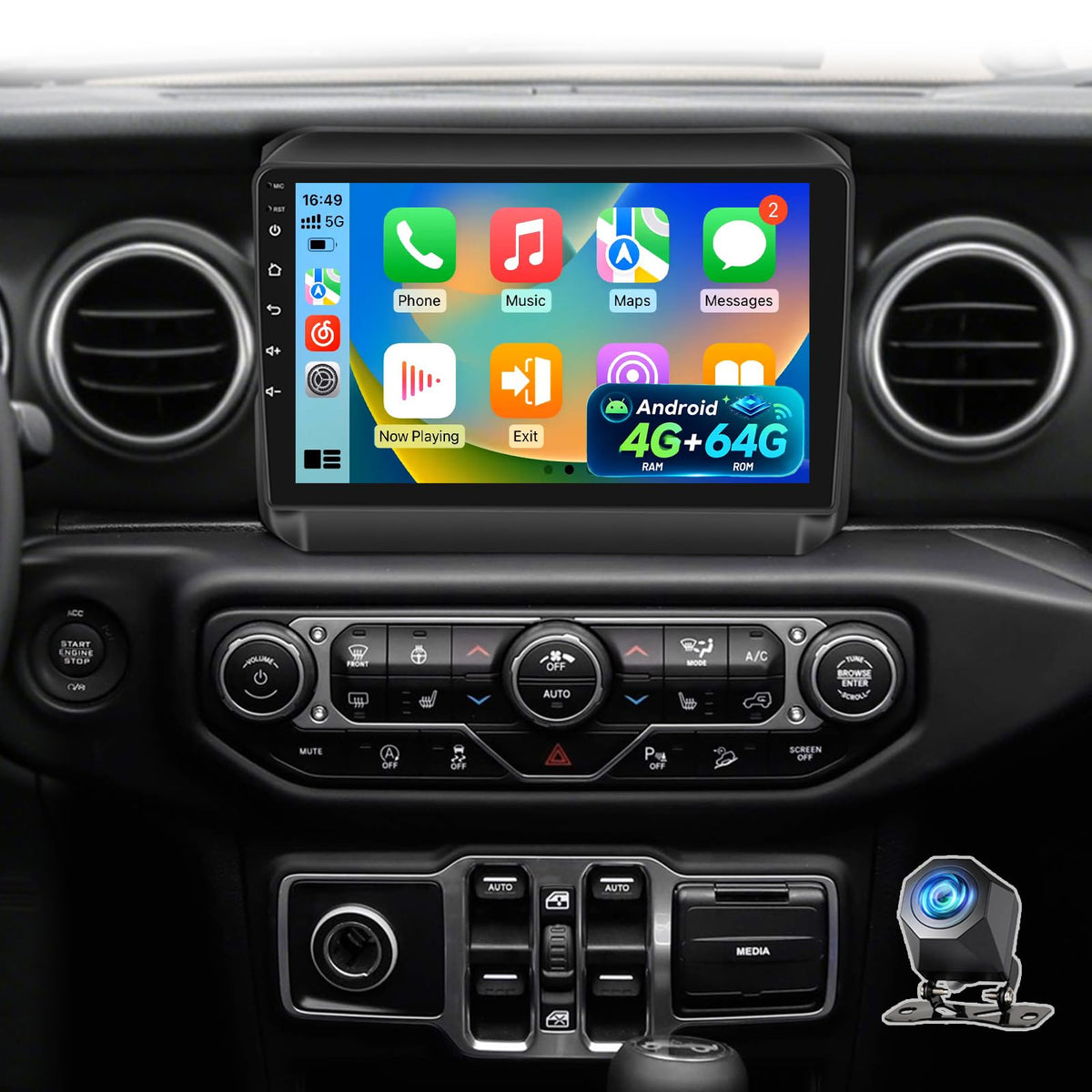 4+64G Car Stereo for Jeep Wrangler JL 2018-2021 & Gladiator JT 2020-2021