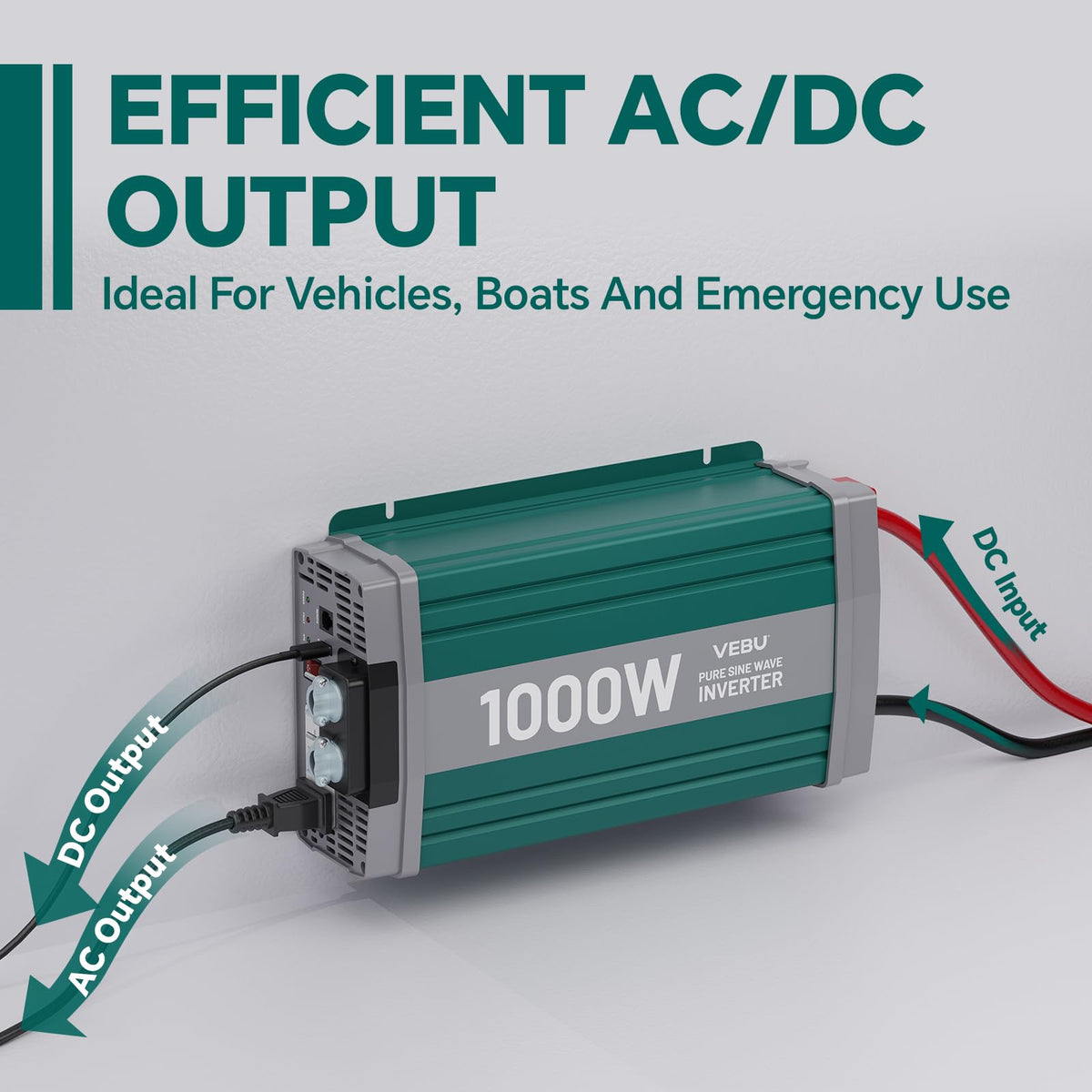 1000W Pure Sine Wave Power Inverter with ATS Mode, Peak 2000W