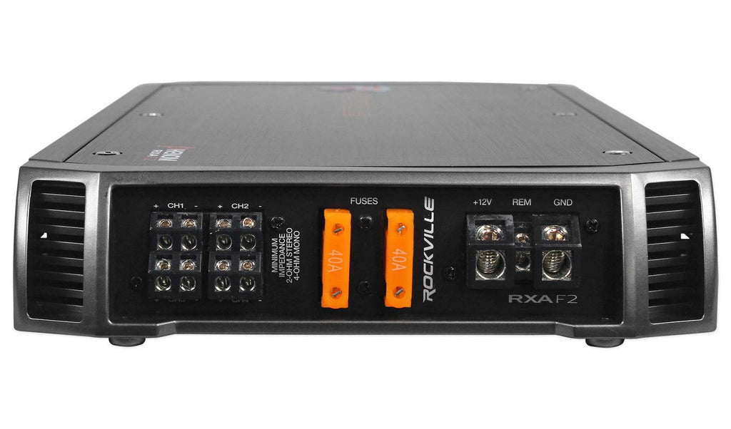 Rockville RXA-F2 4-Channel Car Amplifier Bundle with 4 AWG Wiring Kit