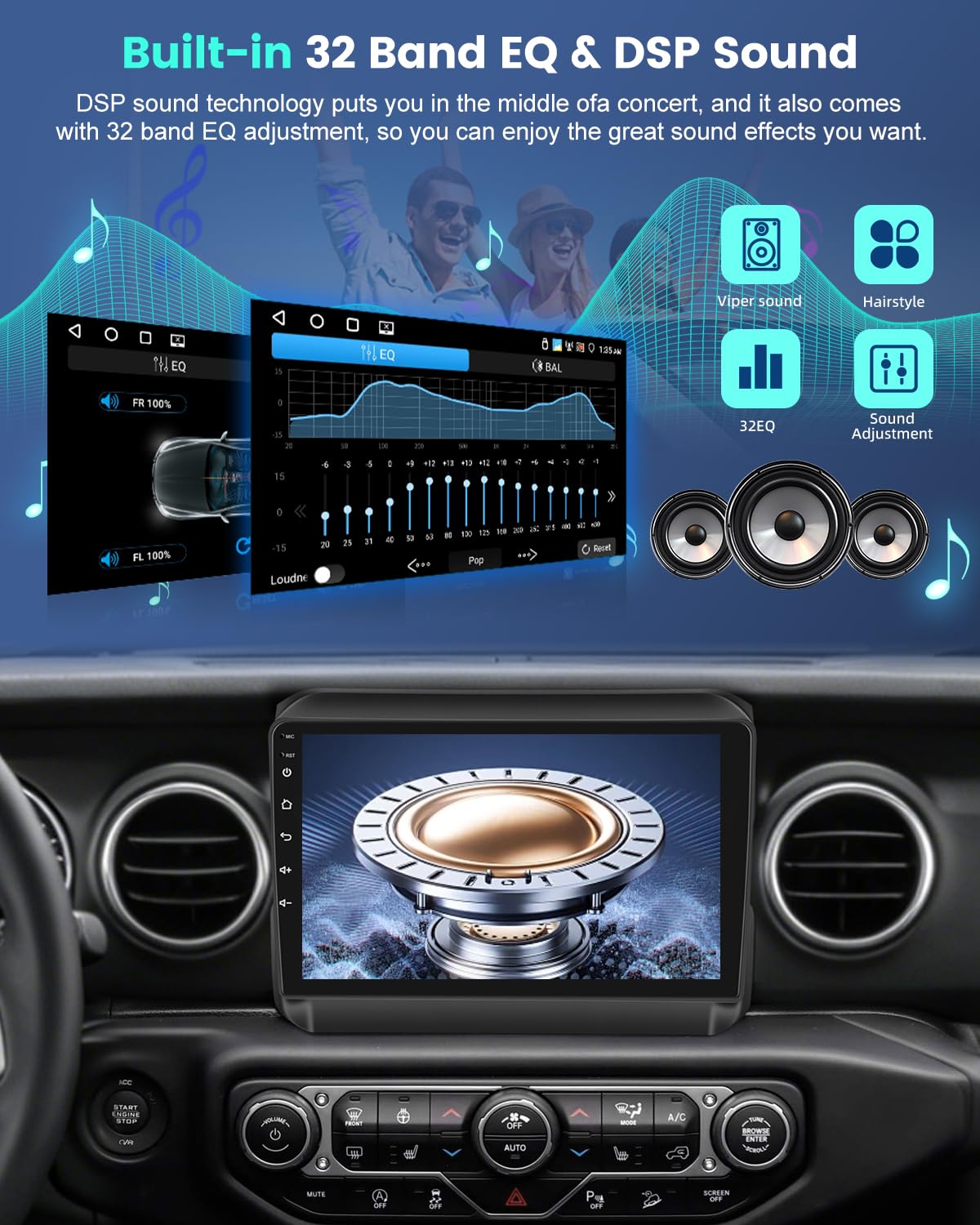 4+64G Car Stereo for Jeep Wrangler JL 2018-2021 & Gladiator JT 2020-2021