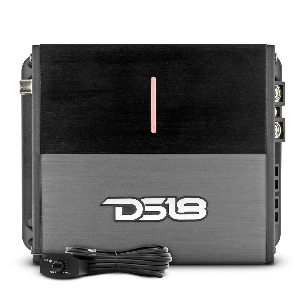 DS18 ION700.2D 2-Channel Amplifier Full Range 2 x 350W RMS @ 2-Ohm Class D, Compact Design, Digital 2 Channel Car Amplifier, Miniature Size, Remote Subwoofer Level Control Included (Renewed)