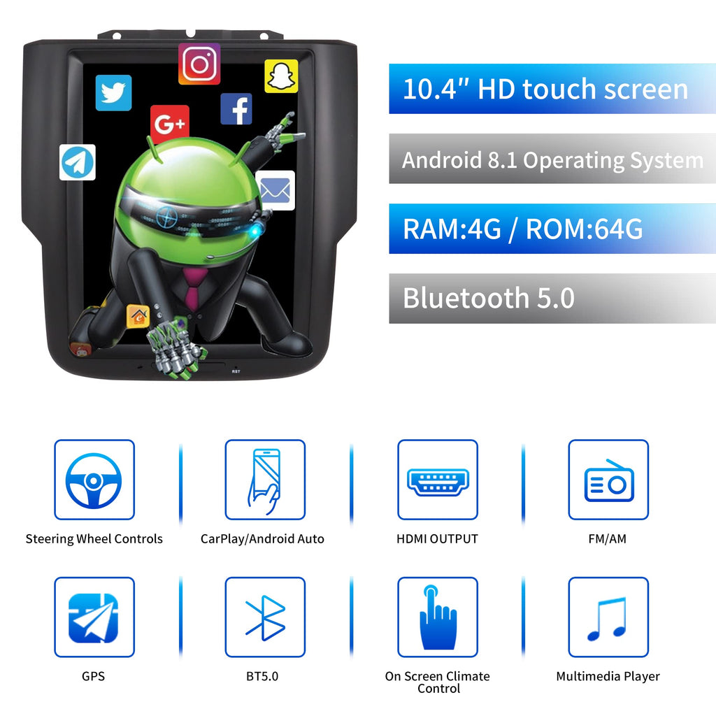 LINKSWELL Android Car Radio for RAM 2014-2018 and RAM 2019 Classic