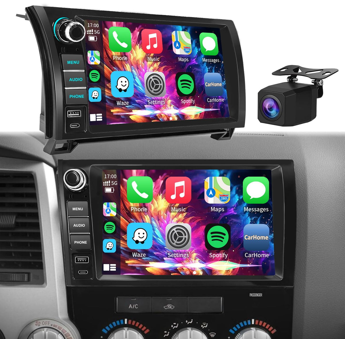 Plug&Play 4G+64G Android 15 Car Radio for Toyota Tundra 2007-2013/Sequoia 2008-2018,9 Inch Tundra/Sequoia Stereo with CarplayAndroid Auto BT/GPS/Backup Camera/Physical Knobs and Multi Touch
