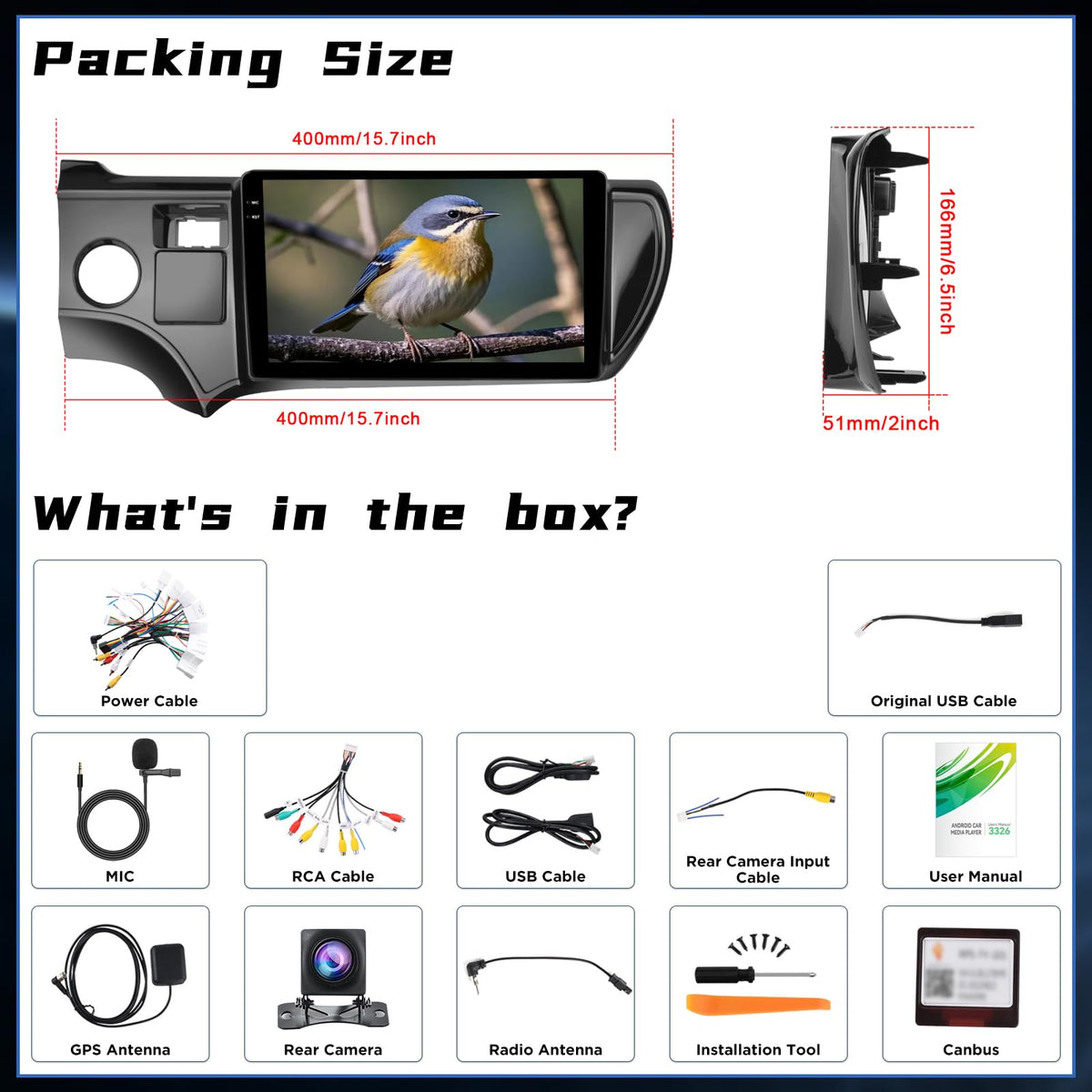 [4+128G] Car Radio for Toyota Prius C 2012 2013 2014 Carplay & Android Auto