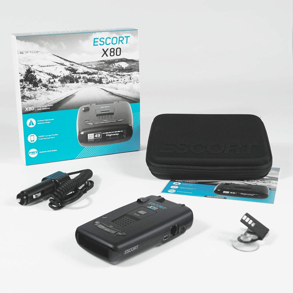 Escort X80 Laser Radar Detector - Extreme Long Range Early Alert Protection, False Alert Filter, Multi Color OLED Display, Crystal Clear Voice Alerts, Live Crowd Sourcing, Black