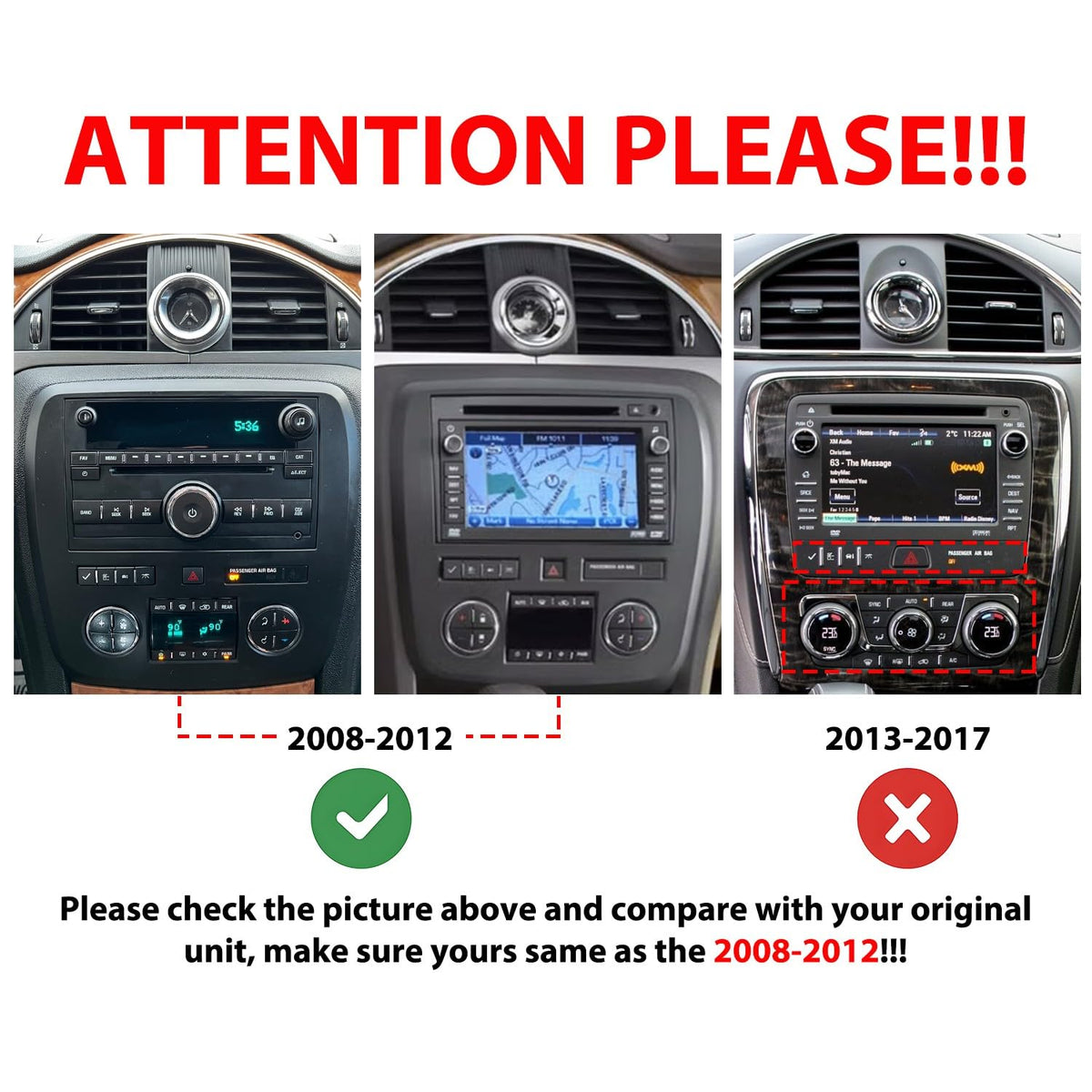 for Buick Enclave 2008-2012 Car CarPlay Android Auto Navigation Stereo GPS Radio Reverse Camera Display 9" IPS Touchscreen Headunit Tablet Pad Media Player, if Applicable Quad Core 4G+64G