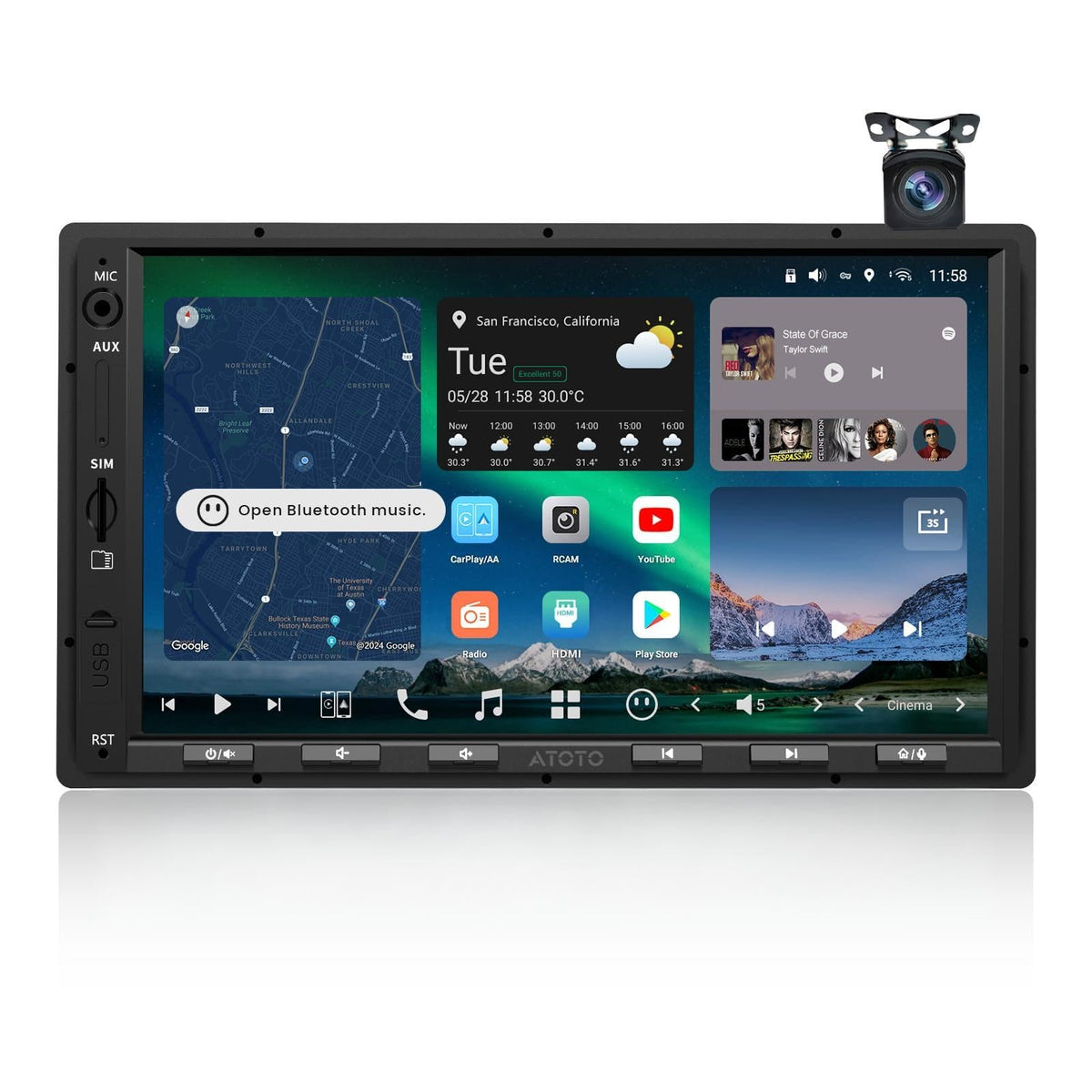X10 7" Double-DIN Android Car Stereo, 8G+128G in-Dash Nav, Backup Cam w Recording, AI Agent & AI Vision, Re-Mote LiveView, 4G LTE, 7.1.2-Ch Audio, HDMI in, Wireless CarPlay/Android Auto