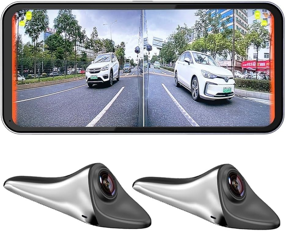 Car Blind Spot Camera Paired with Car Blind Spot Display System, Blind Spot Driving Recorder, BSD Blind Spot Warning Assistance, Blind Spot Monitoring BSM, Camera Monitoring System CMS (Silver)