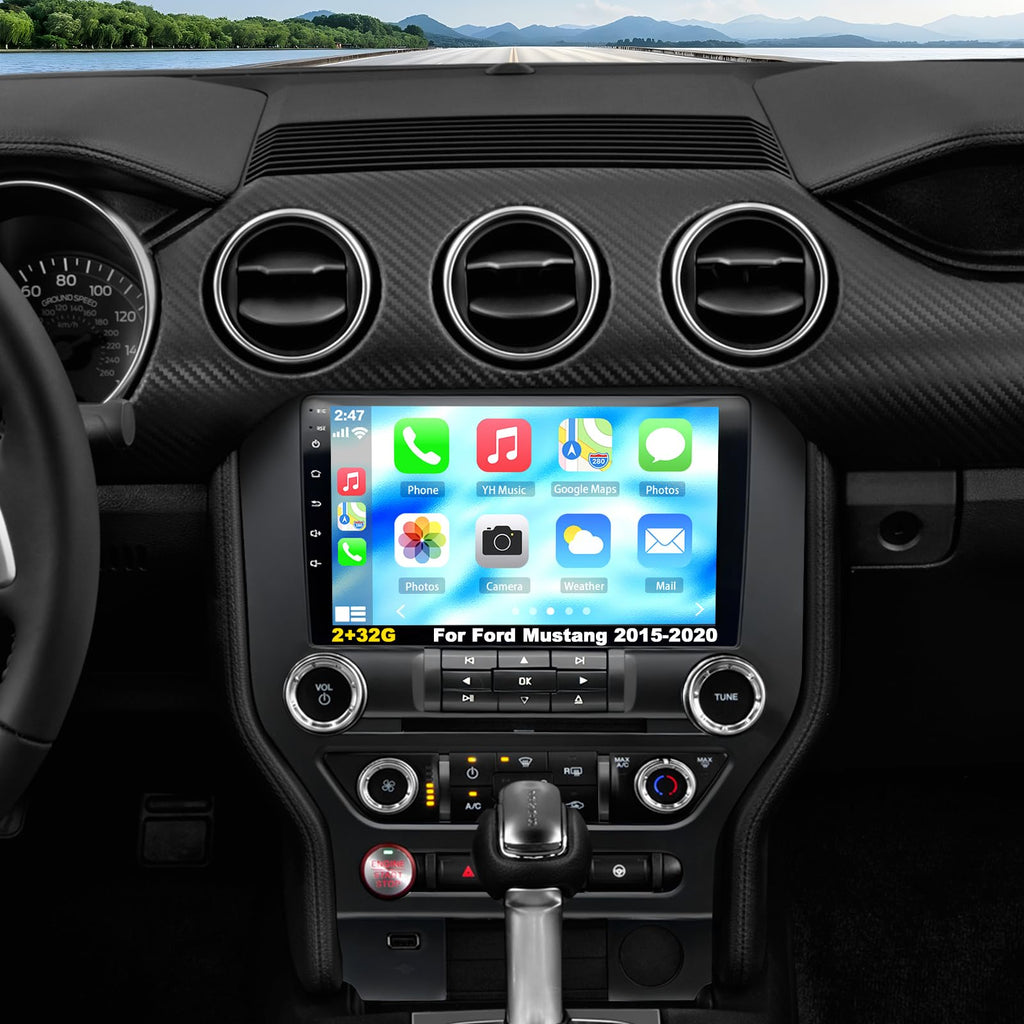 Android 13 car Radio for Ford Mustang 2015-2020-Wireless Carplay and Android Auto, [2+32GB] 9 Inch Touch Screen Upgrade for Mustang in-Dash Navigation GPS Unit, WiFi, BT, HiFi, SWC, Backup Cam