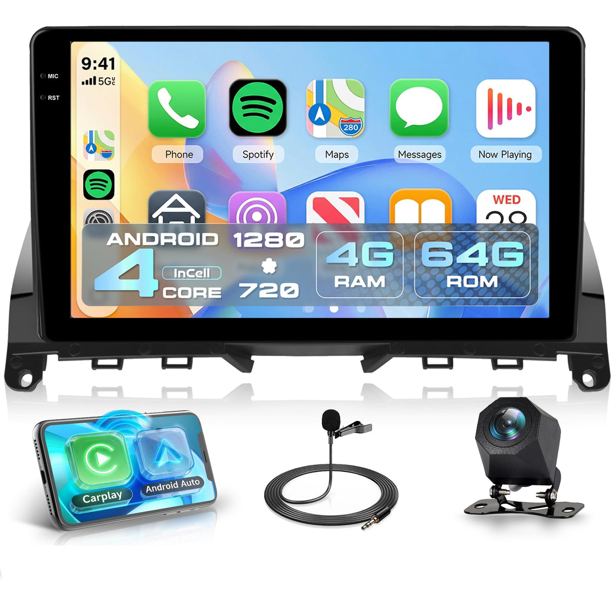 4G+128G Rimoody Car Radio Stereo for Mercedes Benz C-Class C300 C350 W204