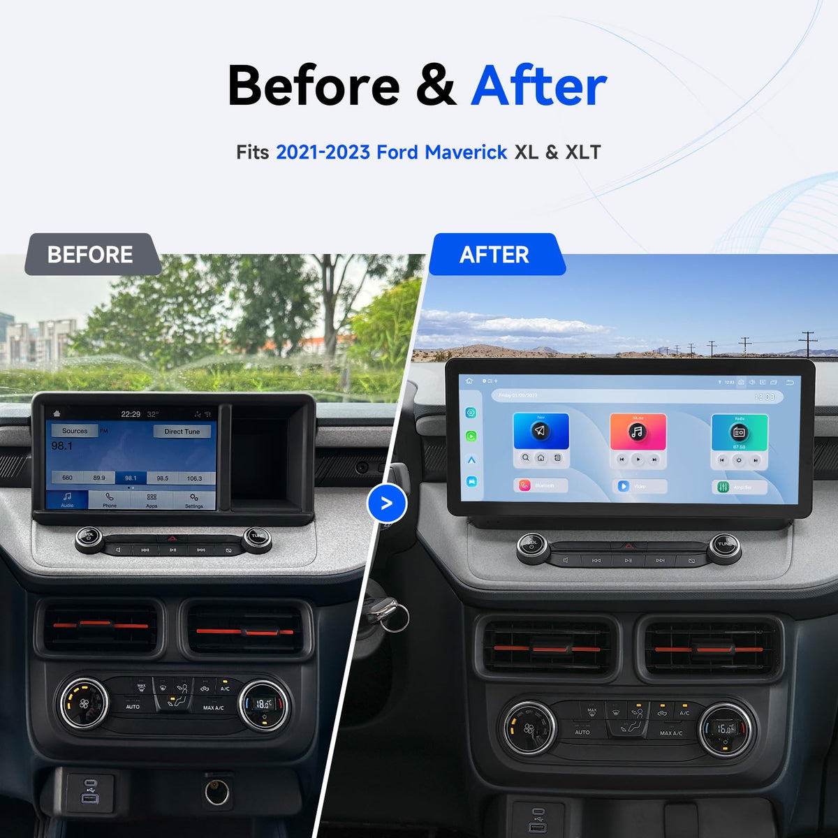 Dasaita 12.3'' Head Unit for Ford Maverick 2021-2023 Upgrade to 8GB+256GB