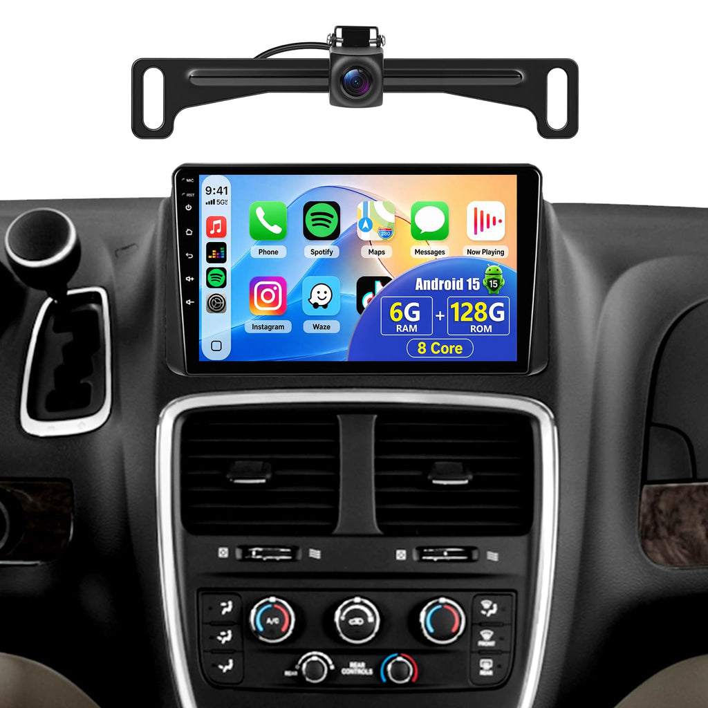 8 Core 6+128G Android Car Radio for Dodge Grand Caravan 2011-2020 Chrysler Town & Country 2011-2016 Grand Voyager 2011-2015 CarPlay Android Auto 1080P Backup Camera 9” Touchscreen WiFi GPS Bluetooth