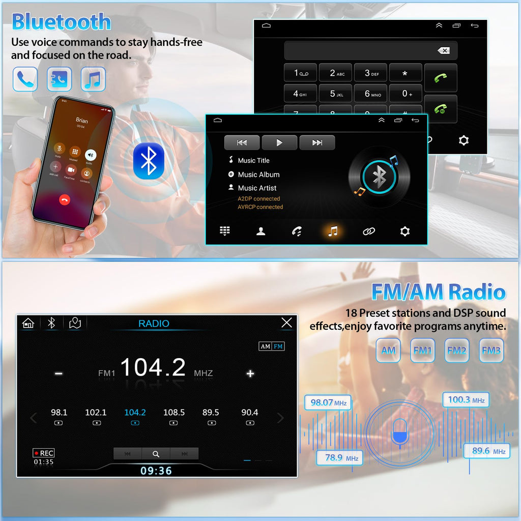 Car Radio Stereo for Ford Fiesta 2013-2017, 9-inch Touch Screen Stereo