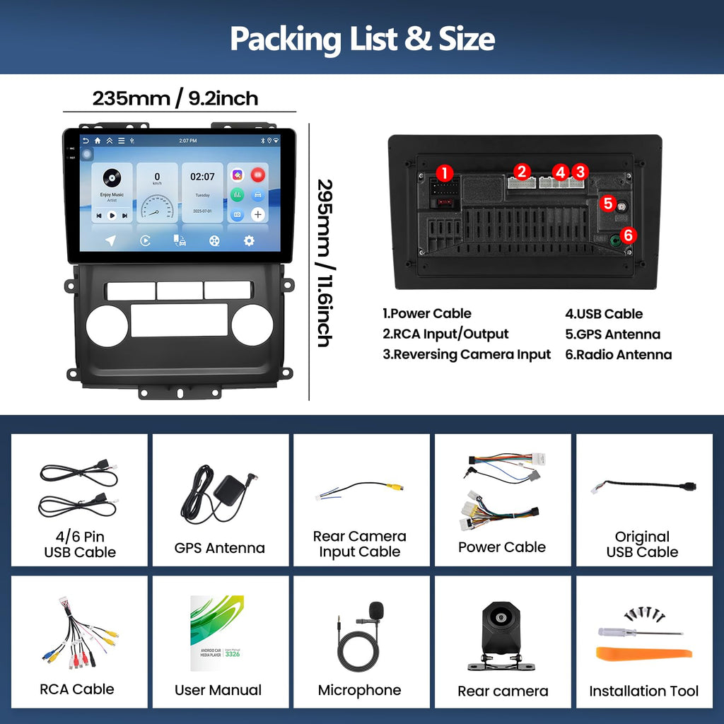 4G+128G Car Radio for Nissan Frontier 2009-2012 / Xterra 2009-2014 Android Car Stereo with CarPlay Android Auto GPS Navigation Bluetooth 9" in-Cell 1280*720 Touch Screen Head Unit with Backup Camera