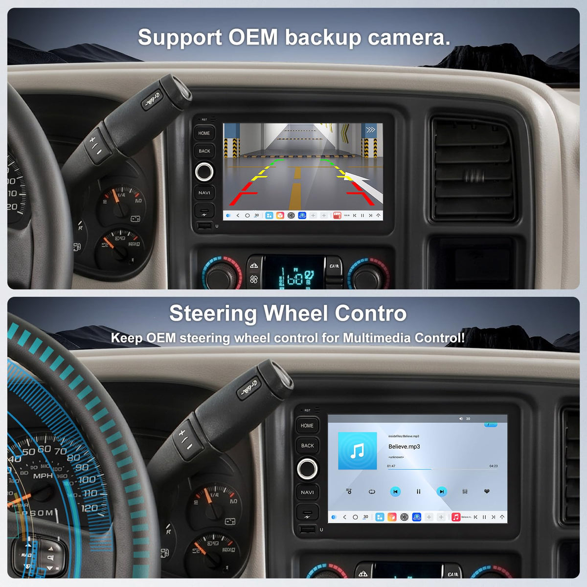 QLED Radio for Chevy Silverado 2003 2004 2005 2006 Touch Screen Stereo Replacement,Wireless Carplay Android Auto, Free Camera