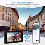 Motorcycle Carplay Screen, Wirelss Carplay Android Auto, Tire Pressure Sensors, Parking Monitoring, WiFi 5 Inch Touchscreen 1080P Front and Rear Camera Motorbike Dash Camera, GPS (5-inch)