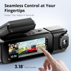 BOTSLAB 3 Channel Dash Cam 4K with ACC Hardwire Kit & 128GB TF Card, 3.18" Touch Screen, Voice Control, 4K Front and 1080P Rear Inside Loop Recording, 5.8GHz WiFi, GPS, Night Vision, WDR, Parking Mode