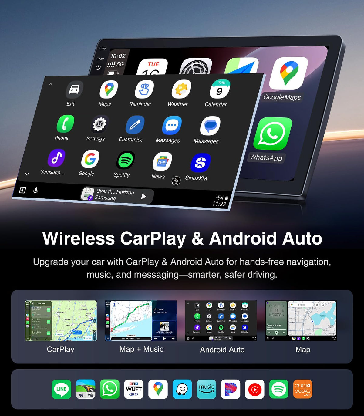 4G+64G Car Radio Stereo Upgrade for Honda Civic 2006-2011 Supports 9" Touchscreen Wireless Carplay Android Auto 5G WiFi Navigation GPS AM/FM Bluetooth Multimedia Player Replacement